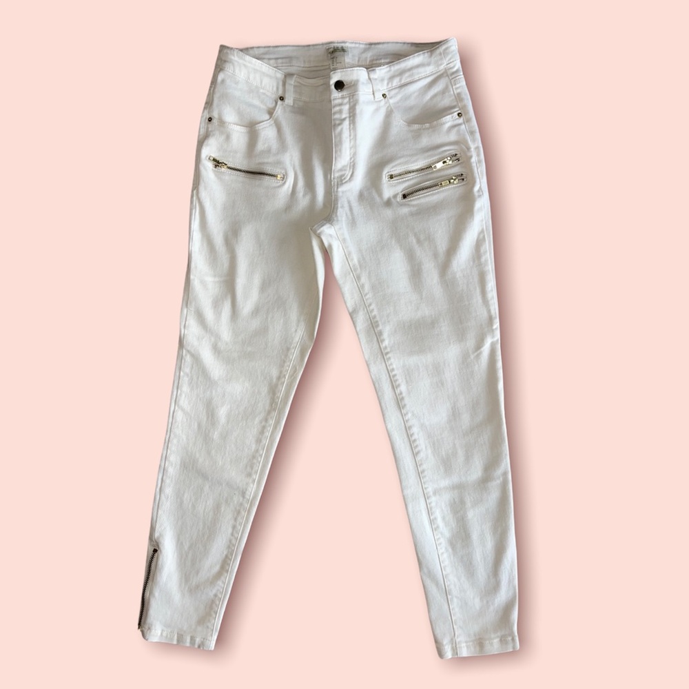 H&M Conscious Collection Off White Mid Rise Denim Jeans 8